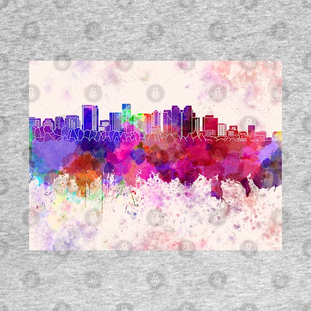 Bellevue skyline in watercolor background by PaulrommerArt